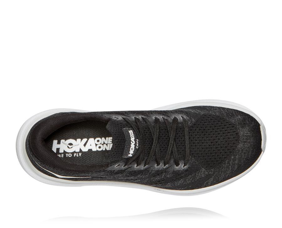 Walking Shoes Womens - Hoka One One Cavu 3 - Black/White - PQUJCZN-12